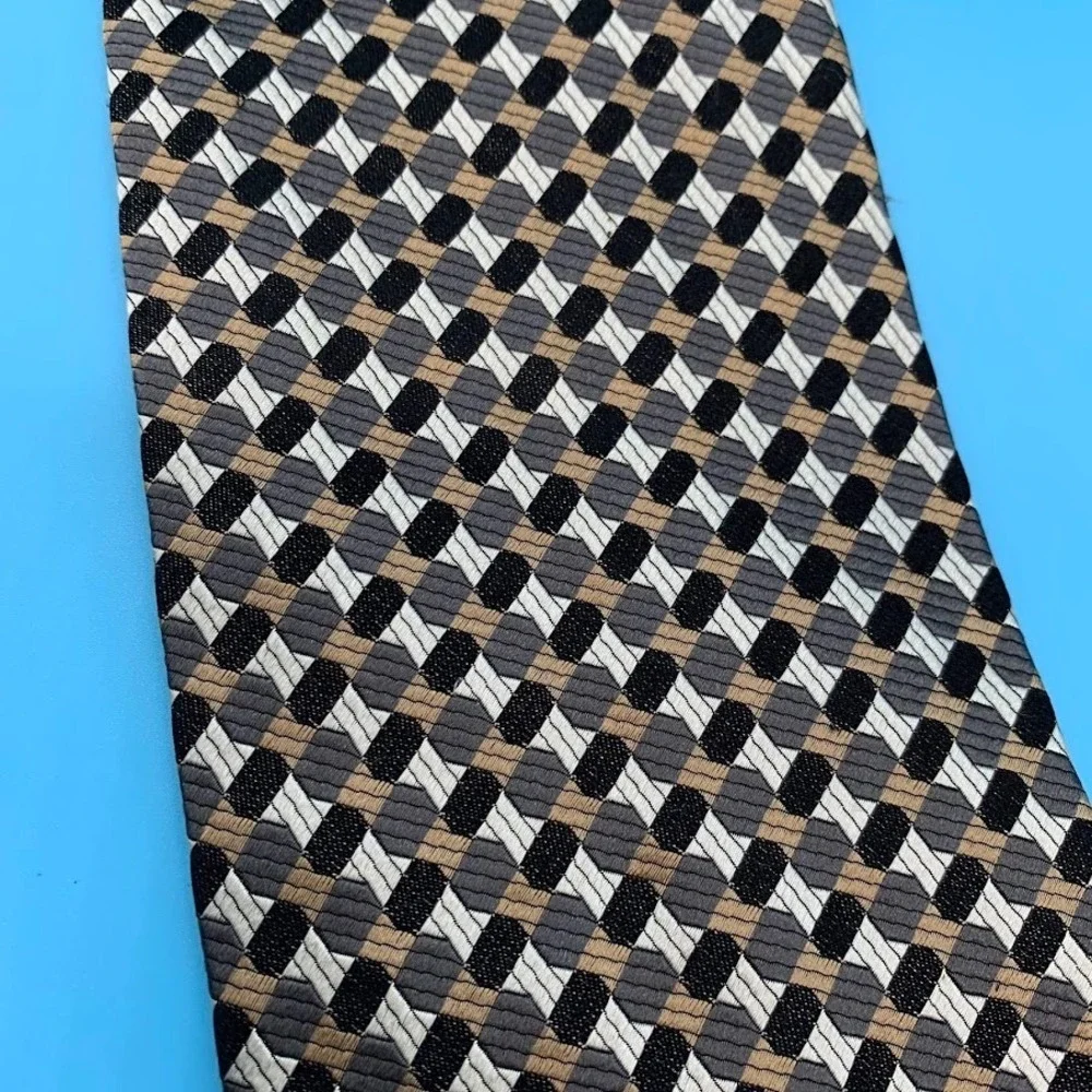Vintage Foggia Geometric Patterned Preppy Men's Classic Silk Neck‎ Tie